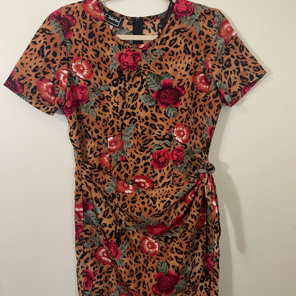 The Limited Red and Brown Ruched Bodycon Mini Dress